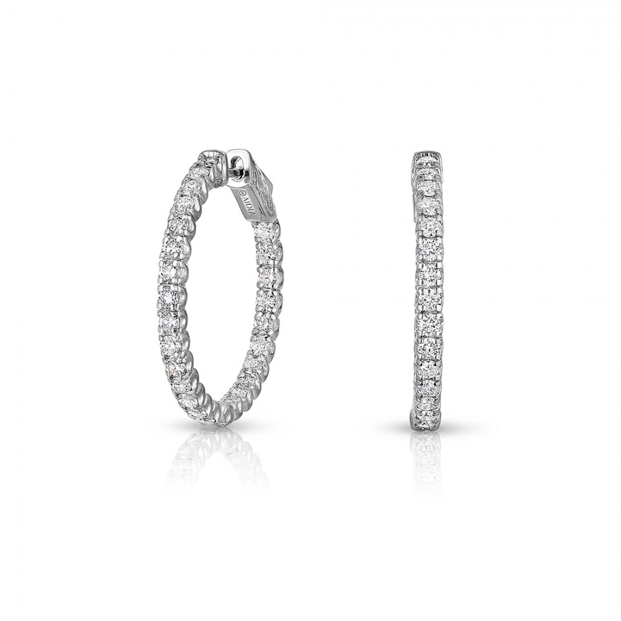 14K White Gold Inside Out, Lab Created Diamond Hoop Earrings (1.00ct ...