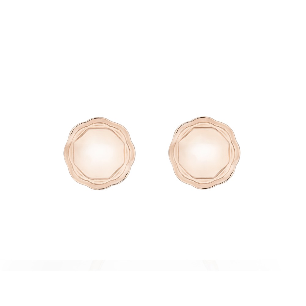 18K Rose Gold Double Circle Flora Earrings 