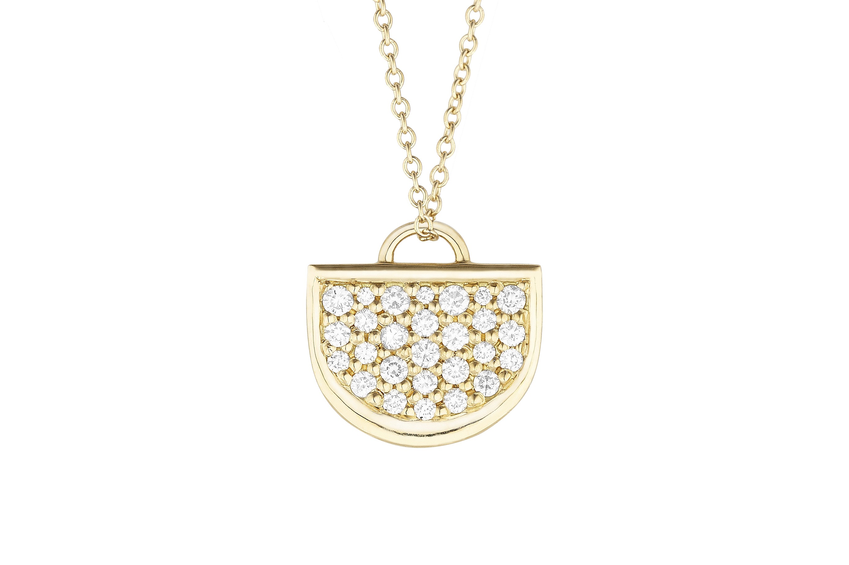 18K Yellow Gold Large Monogram Single D Pendant with Lab Created Diamond Pave on AIDIA Extendable Link Chain