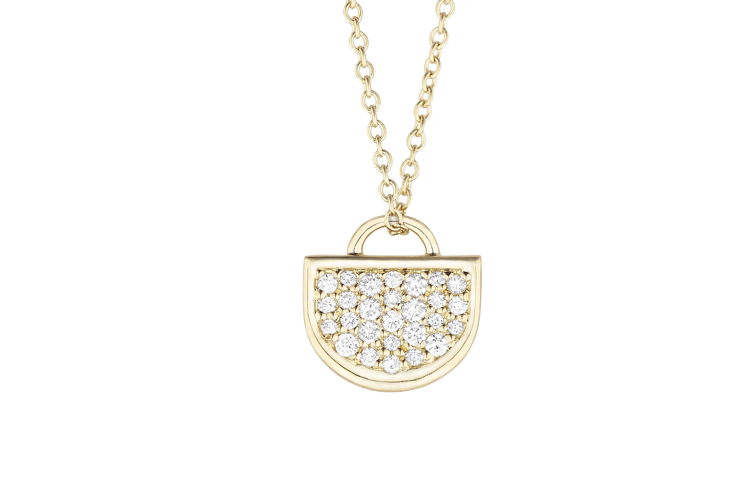 18K Yellow Gold Monogram Single D Pendant with Lab Created Diamond Pave on AIDIA Extendable Link Chain 