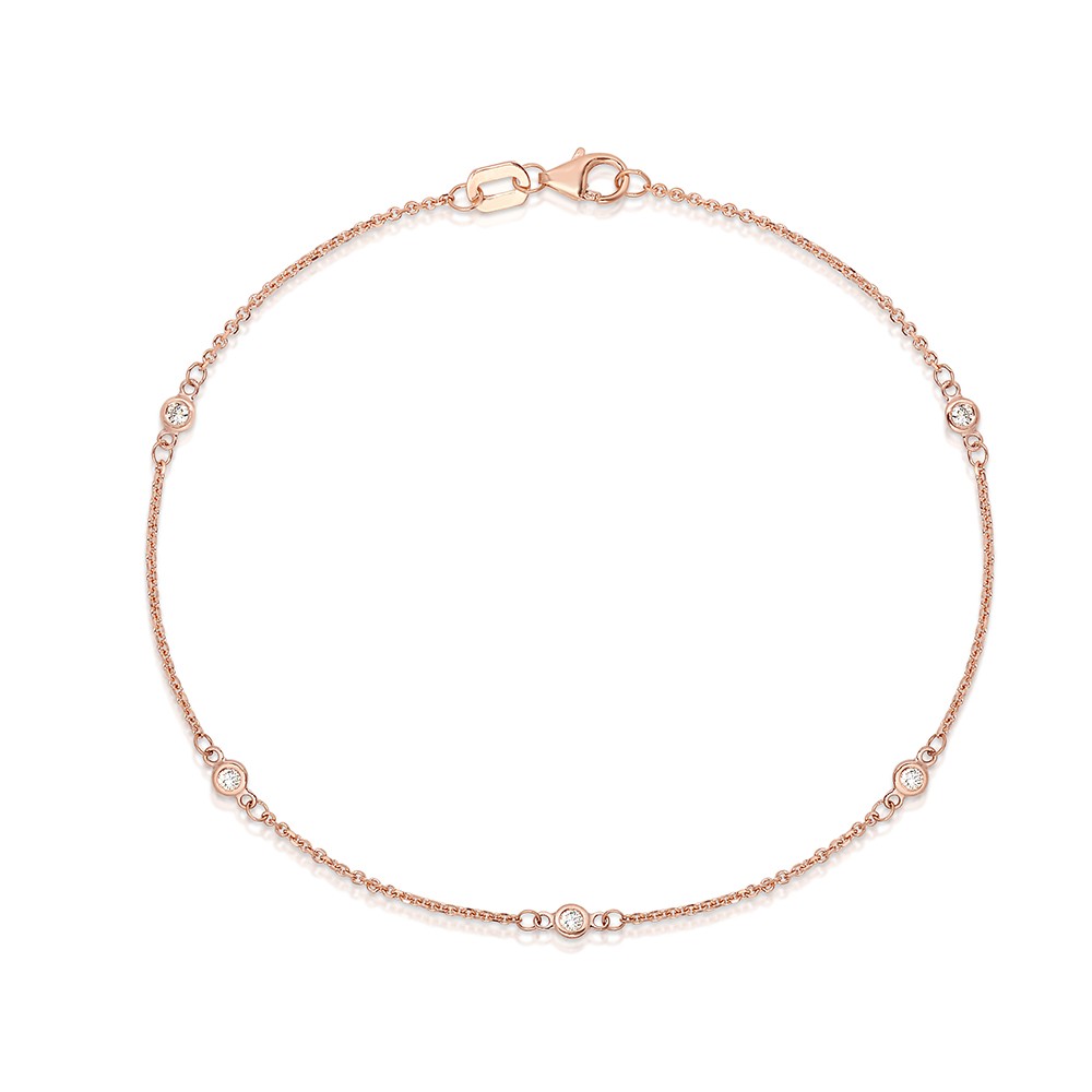 7.5" Rose Gold Station Bracelet with 5 Lab Created Diamonds (0.15ct)