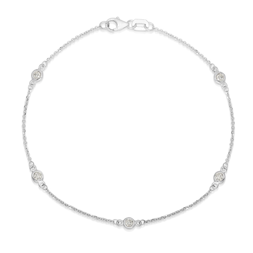 7.5" White Gold Station Bracelet with 5 Lab Created Diamonds (0.25ct)