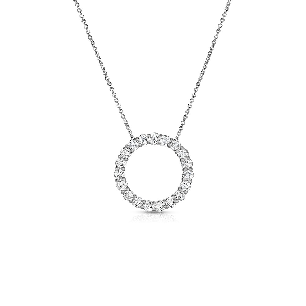 14K White Gold Lab Created Diamond Circle Pendant (1.20ct)