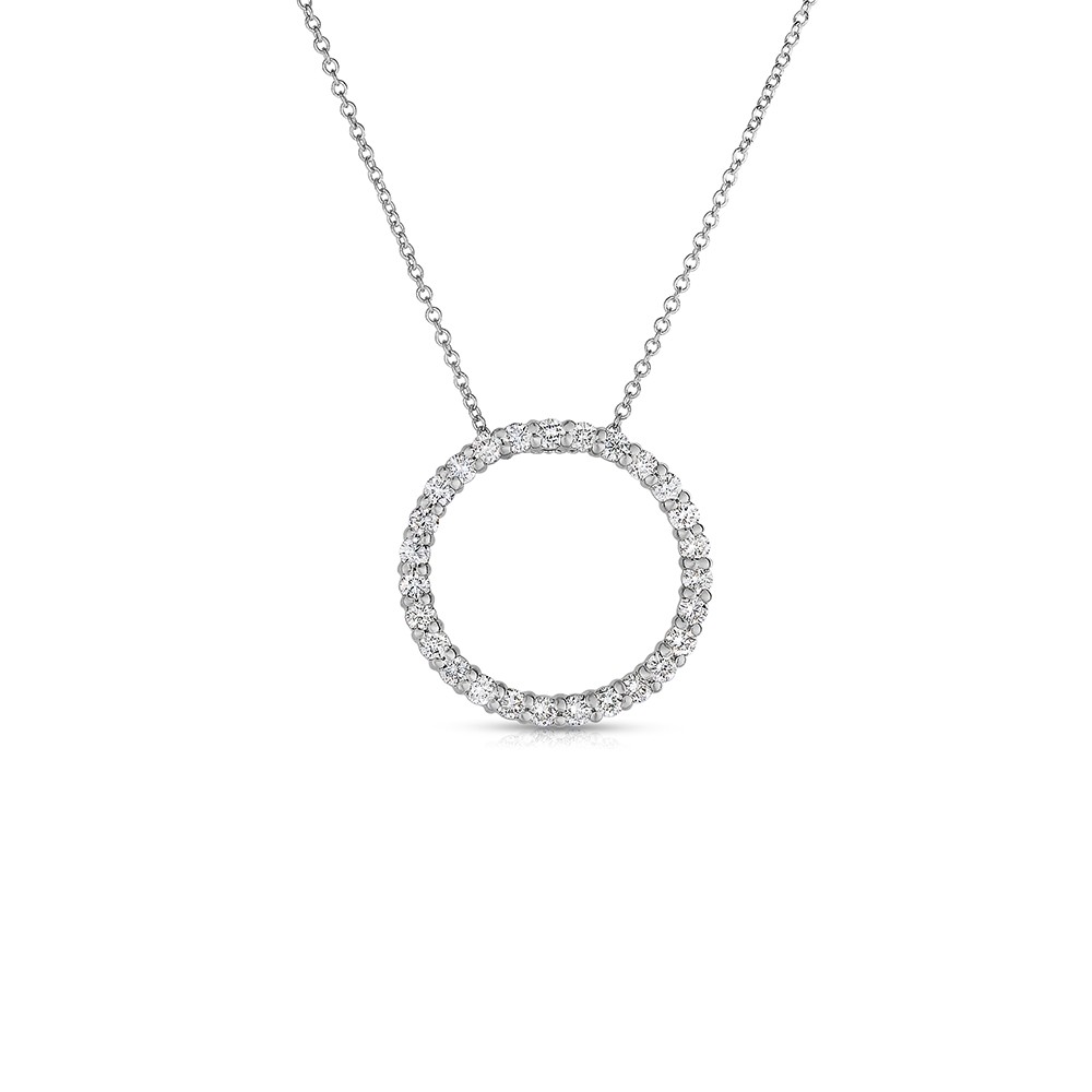 14K White Gold Lab Created Diamond Circle Pendant (0.75ct)