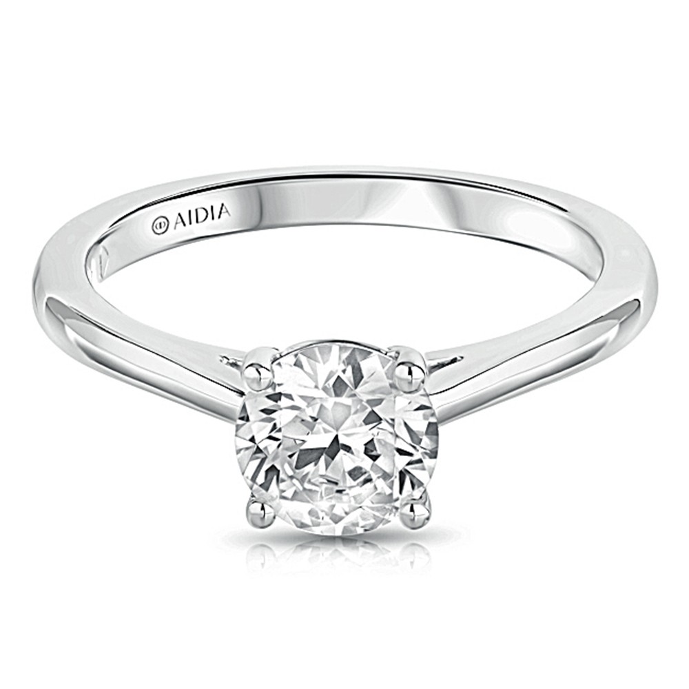 14K White Gold Thin-Shank Solitaire Engagement Ring