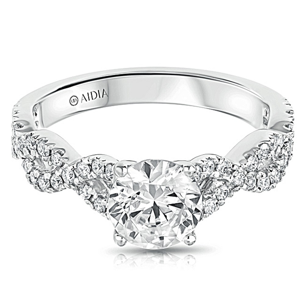 14K White Gold Classic Twist Lab Created Diamond Engagement Ring