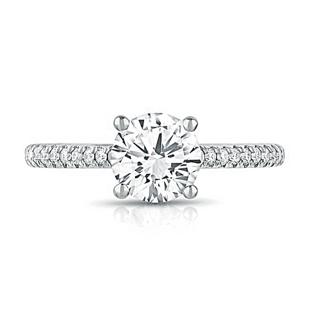 14K White Gold Classic Lab Created Diamond Engagement Ring