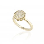 18K Yellow Gold Flora Ring with Lab Created Diamond Pave