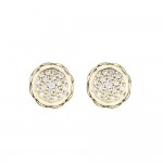18K Yellow Gold Flora Double Circle Earrings with Lab Created Diamond Pave