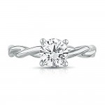 14K White Gold Twist Solitaire Engagement Ring