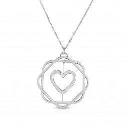 18K White Gold Love Bonds Cut-Out Flora Pendant with on AIDIA Extendable Link Chain