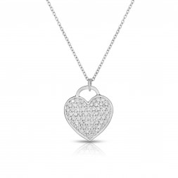 18K White Gold Love Bonds Pendant with Pave Lab-Grown Diamonds on AIDIA Extendable Link Chain