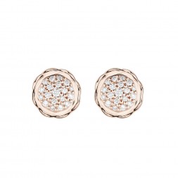 18K Rose Gold Flora Double Circle Earrings with Lab Created Diamond Pave 