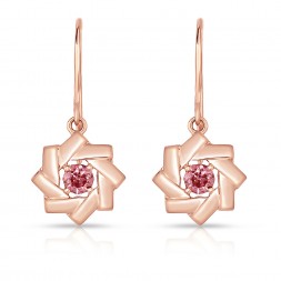 18K Rose Gold Link Earrings with 2 Fancy Intense Pink (0.21cttw) Lab-Grown Diamond Solitaires