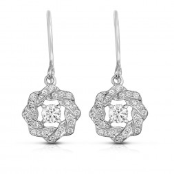 18K White Gold Link Earrings with 50 Lab-Grown Diamonds