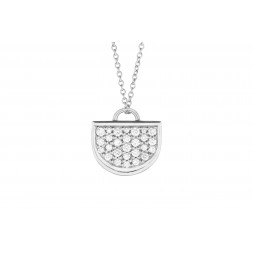 18K White Gold Large Monogram Single D Pendant with Lab Created Diamond Pave on AIDIA Extendable Link Chain