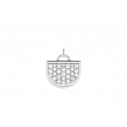 18K White Gold Monogram Single D Charm with Lab Created Diamond Pave w/Removable Bail