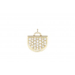 18K Yellow Gold Monogram Single D Charm with Lab Created Diamond Pave w/Removable Bail