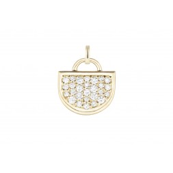 18K Yellow Gold Large Monogram Single D Charm with Lab Created Diamond Pave w/Removable Bail
