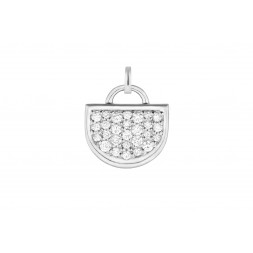 18K White Gold Large Monogram Single D Charm with Lab Created Diamond Pave w/Removable Bail