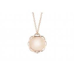18K Rose Gold Single Circle Flora Pendant on AIDIA Extendable Link Chain 