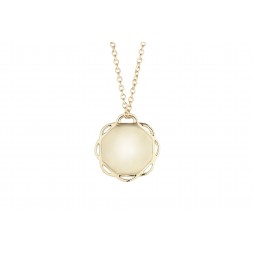 18K Yellow Gold Single Circle Flora Pendant on AIDIA Extendable Link Chain 