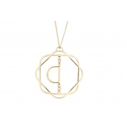 18K Rose Gold Cut-Out Flora Pendant with Mirror D and 3 Lab Created Diamonds on AIDIA Extendable Link Chain 