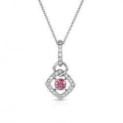 18K White Gold Link Pendant with a 0.33ct Fancy Intense Pink Lab-Grown Diamond