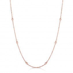 18" Rose Gold Station Necklace with 12 Lab Created Diamonds (0.75ct)