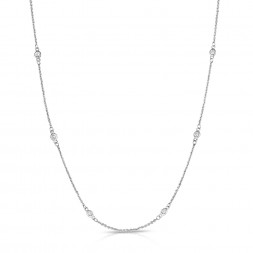 18" White Gold Station Necklace with 12 Lab Created Diamonds (1.30ct)