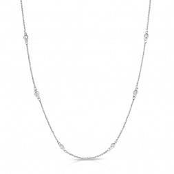 36" White Gold Station Necklace with 24 Lab Created Diamonds (0.80ct)