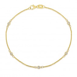 7.5" Yellow Gold Station Bracelet with 5 Lab Created Diamonds (0.15ct)