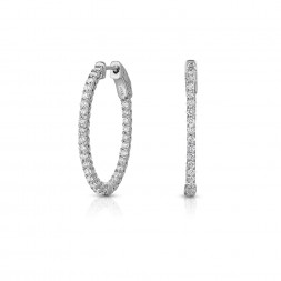14K White Gold 2 Prong Oval Shaped Lab Created Diamond Hoop Earrings (1.35ct)