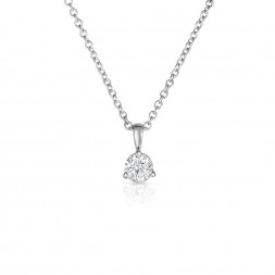 14K White Gold Round Lab Created Diamond Solitaire 3 Prong Pendant (0.25ct)