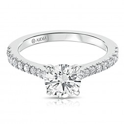 14K White Gold Classic Lab Created Diamond Engagement Ring