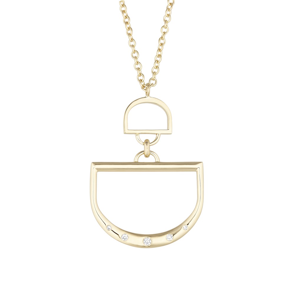Monogram Double D Charm Holder Pendant with 5 Lab-Grown Diamonds on AIDIA Extendable Link Chain