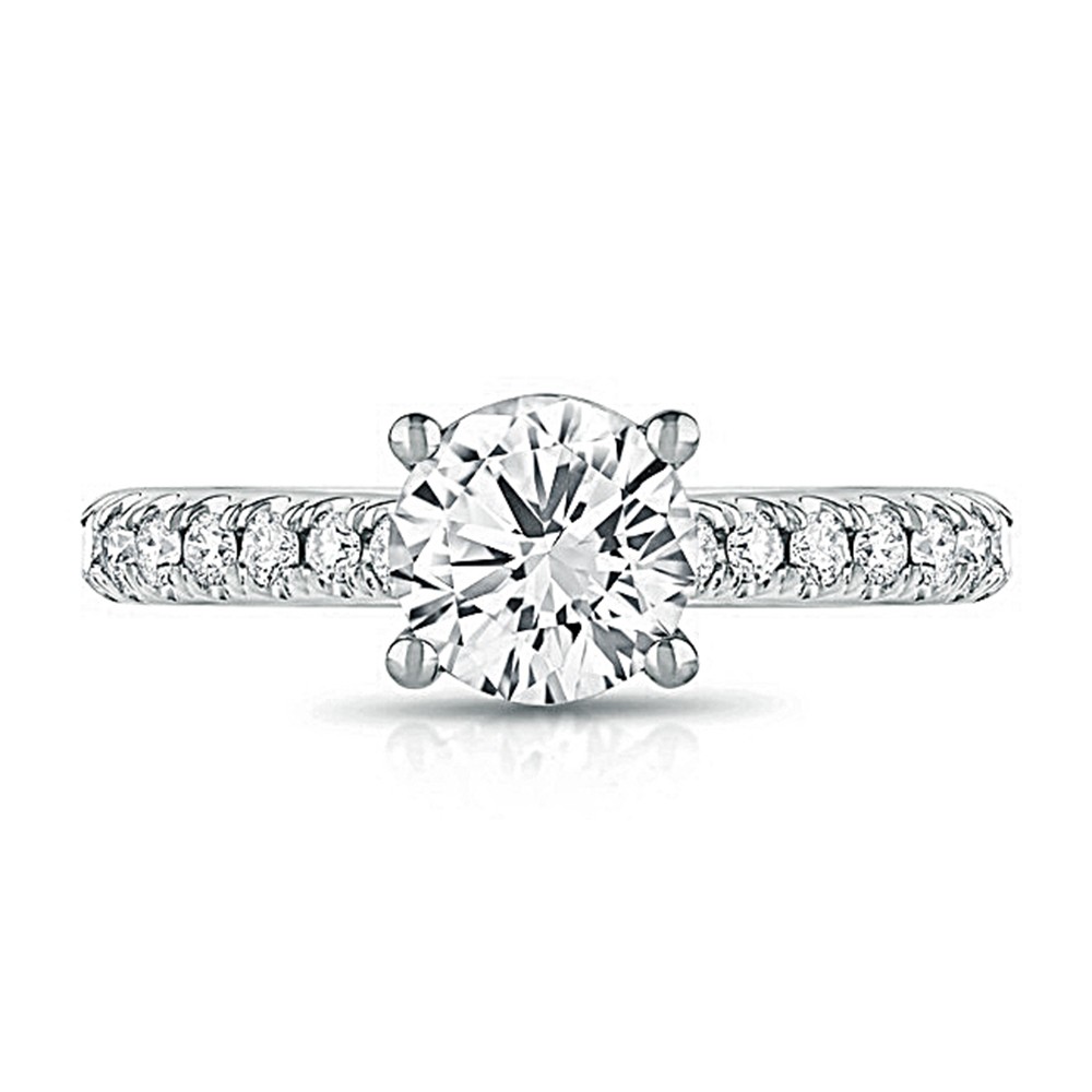 14K White Gold Classic Round Lab Created Diamond Engagement Ring